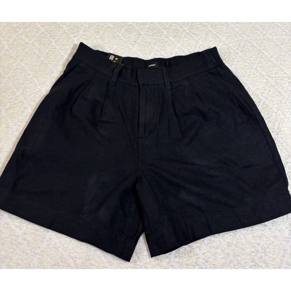 NEW Express Women’s Black Linen High Waist Shorts Size 6